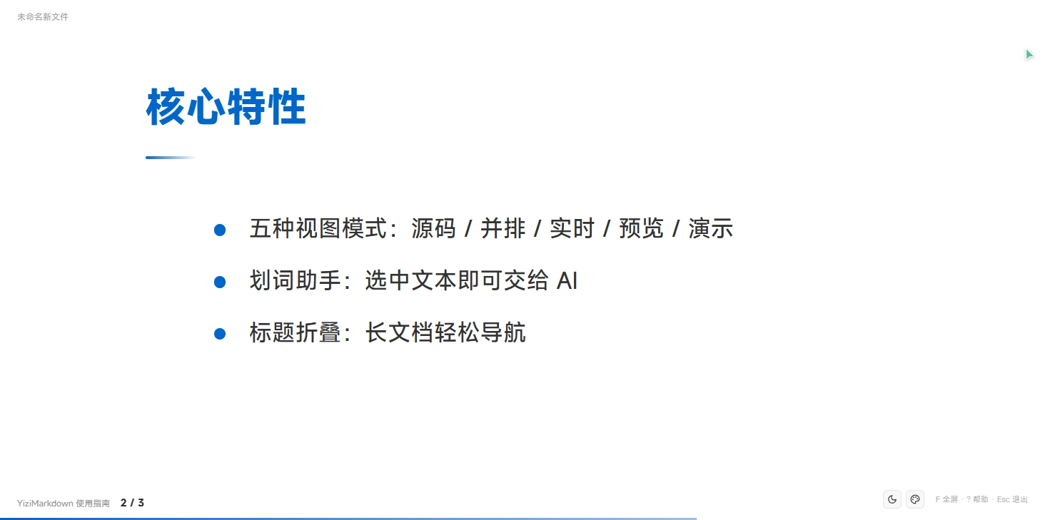 演示模式内容页（标题 + 列表版式）